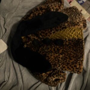 Leopard Print Kids Jacket with Black Accents